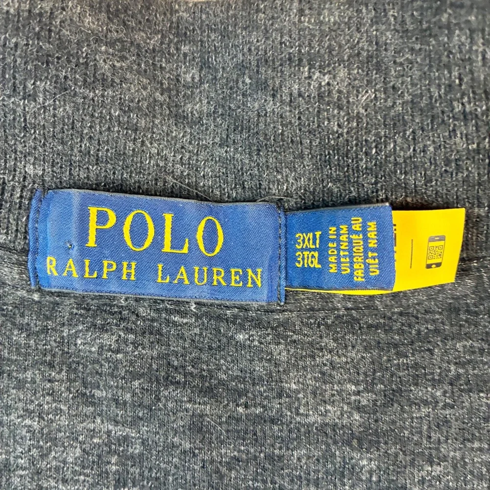 Polo Ralph Lauren Pullover Mens 3XLT Charcoal Grey 1/4 Zip Cotton Tall Sweater